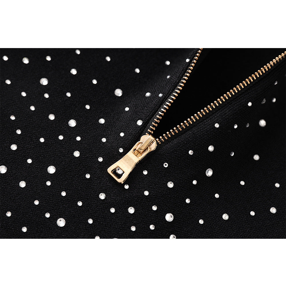 Lady Like Woman Hot Rhinestone Shiny Knitted Dresses