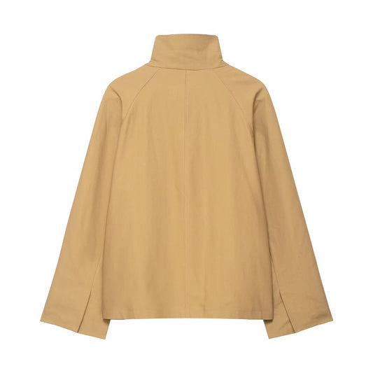 Women's Stand Collar Crisp One Button Profile Coats