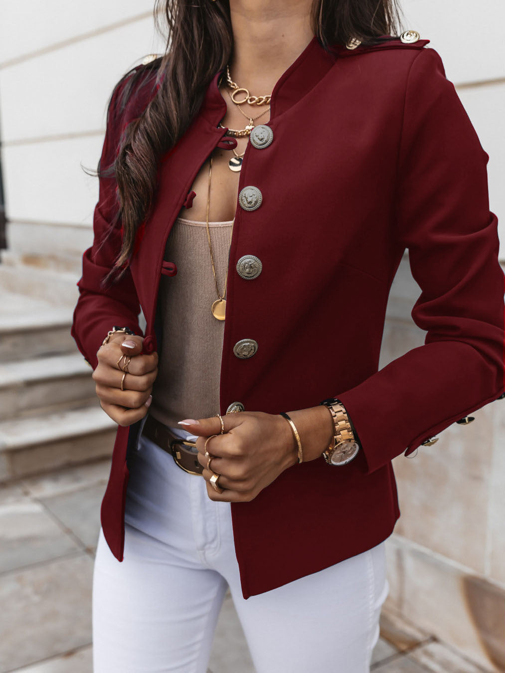 Classy Slouchy Long Sleeve Breasted Small Blazers