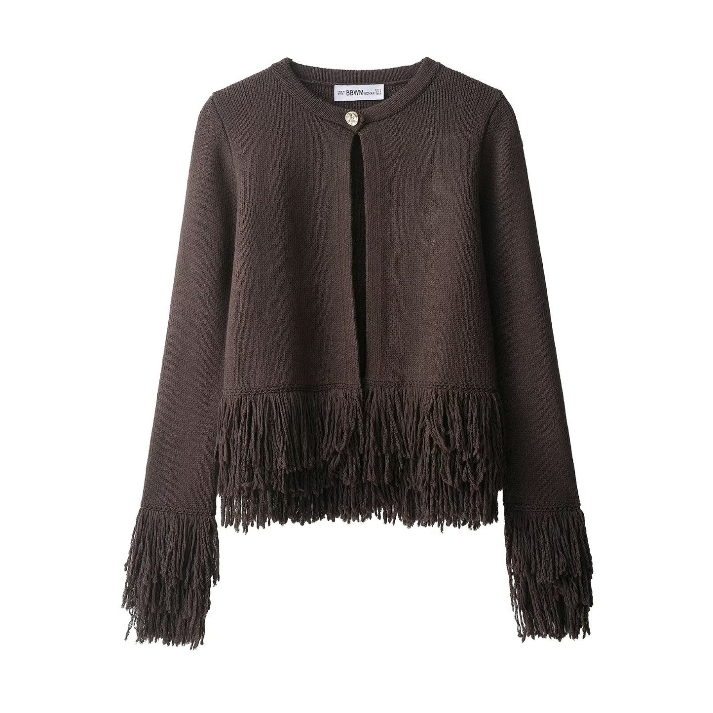 Women's Fashion Casual Design Tassel Button Knitted Knitwear