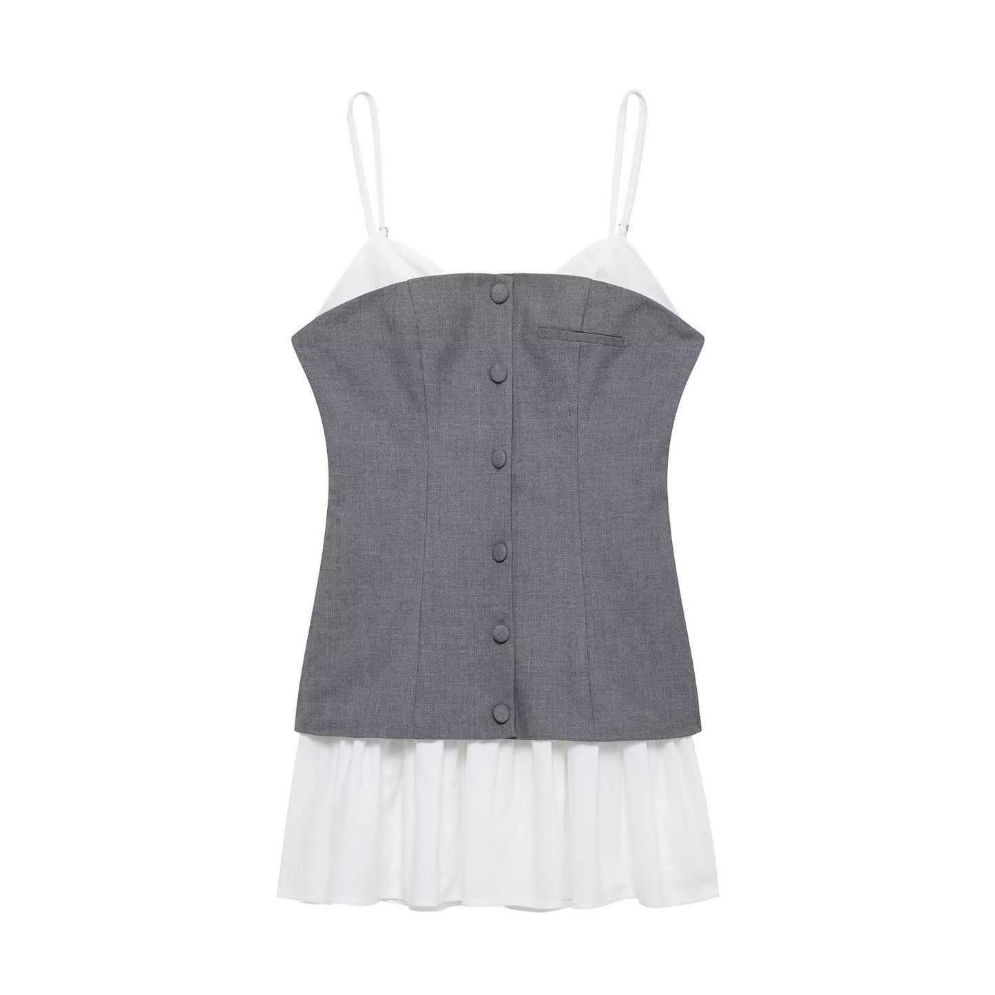 Women's Spring Fashion Sexy Poplin Splicing Sling Dresses
