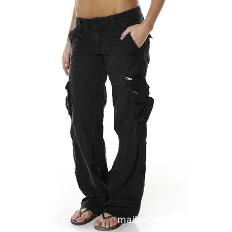 Women's Casual Sports Loose Straight Cargo Pants