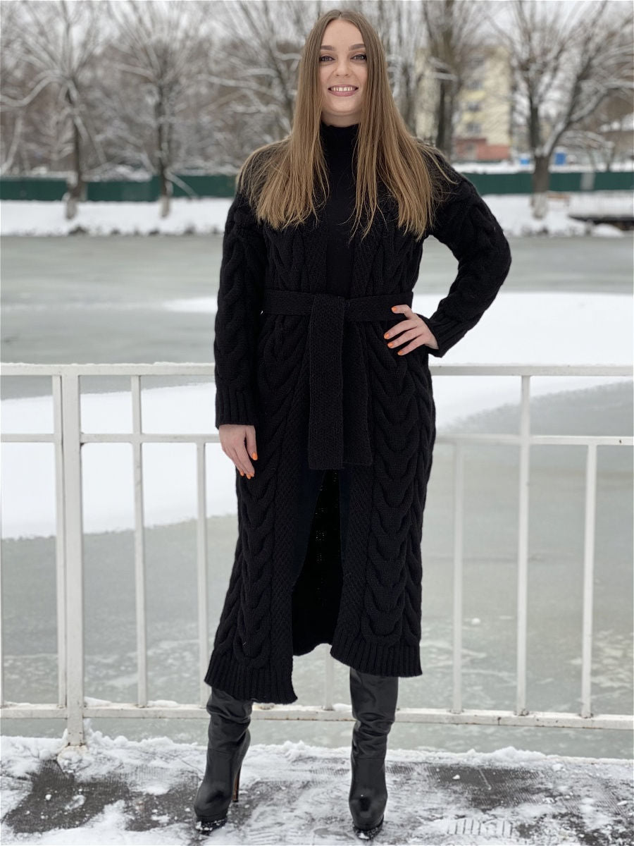 Women's Long Loose Elastic Large Hemp Flowers Thick Knitwear