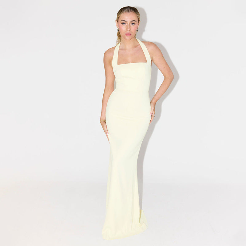 Color Sleeveless With Suspenders Backless Lace Dresses