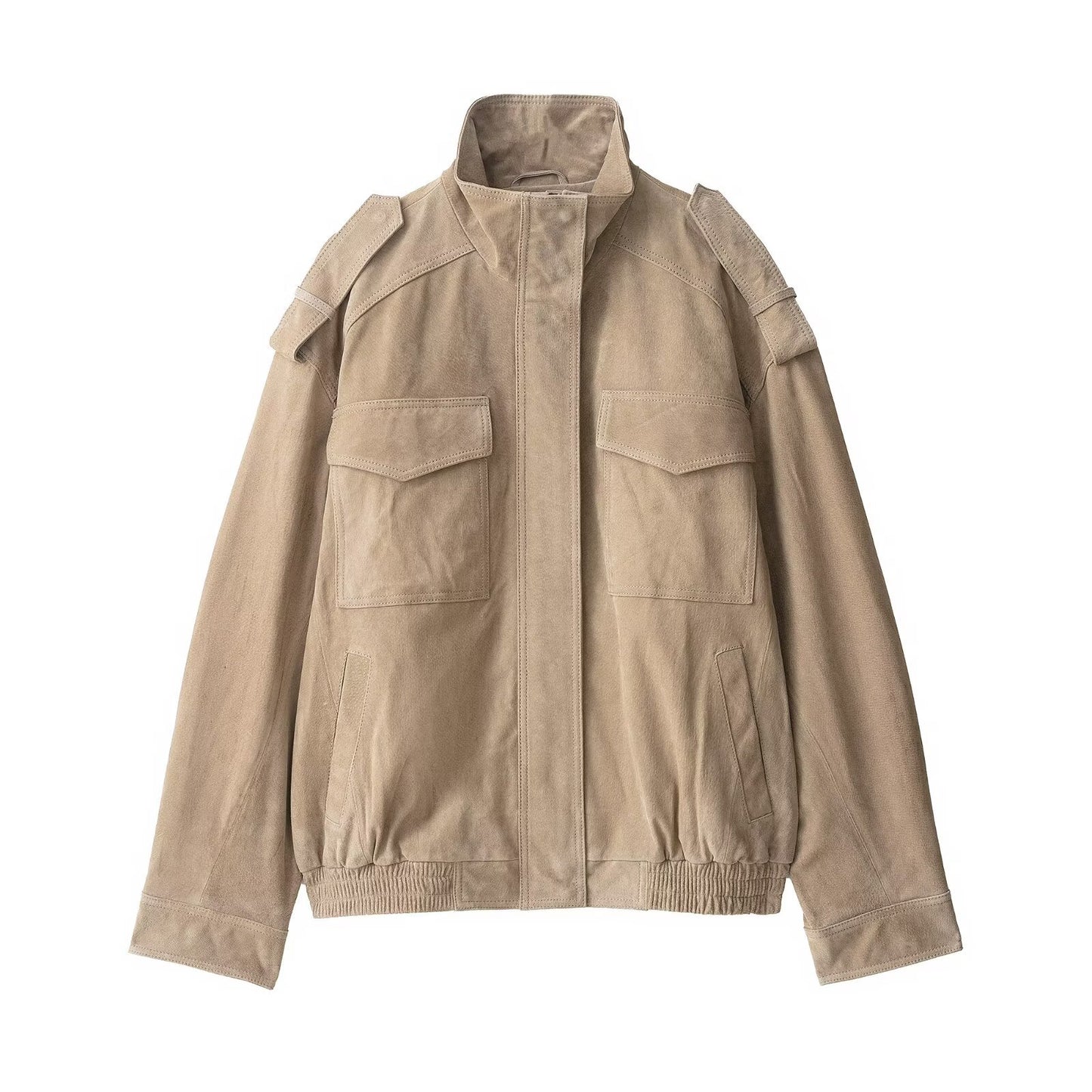 Women's Street Fashion Suede Texture Imitation Leather Jackets