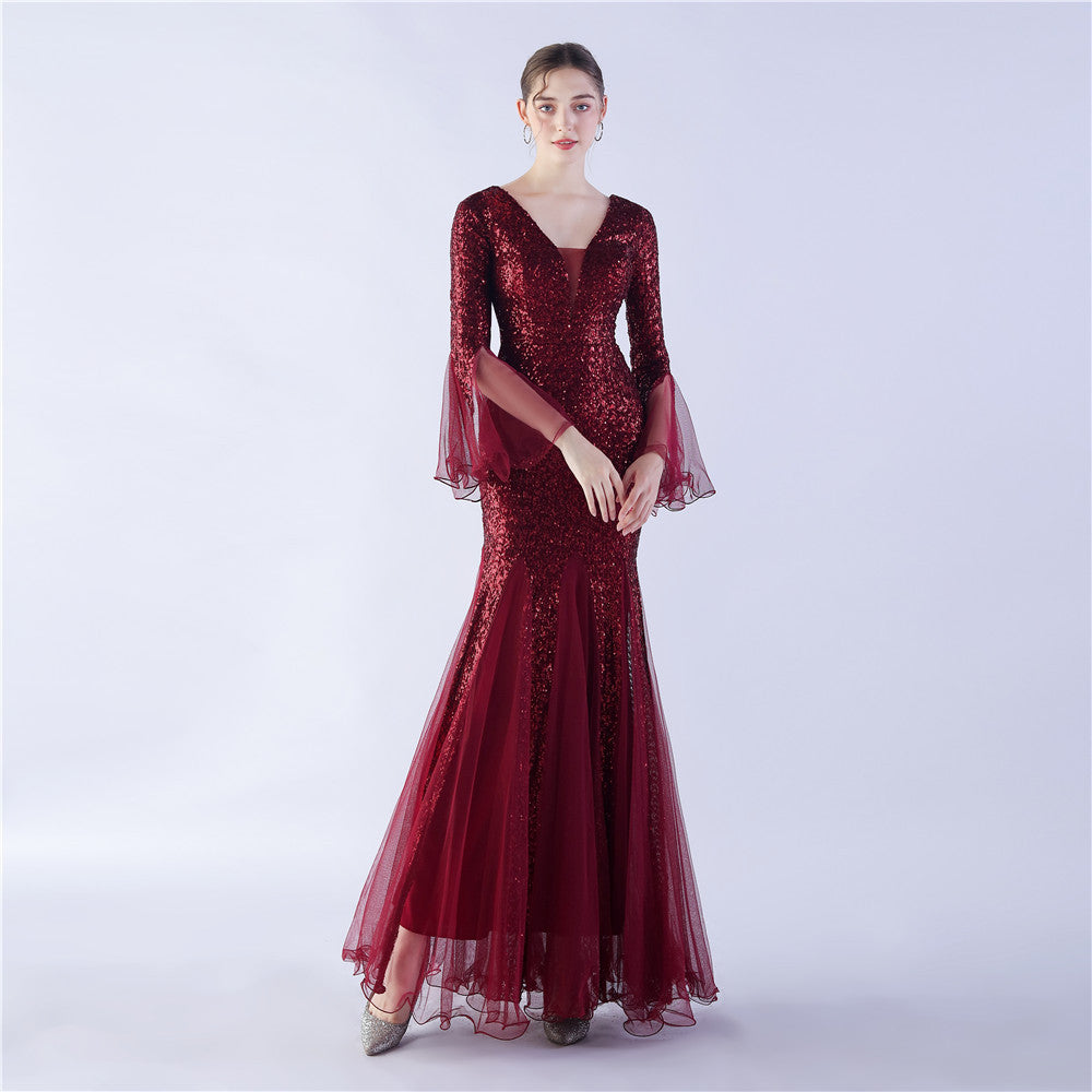 Craft Encryption Mesh Dinner Stage Sequined Wedding Dresses