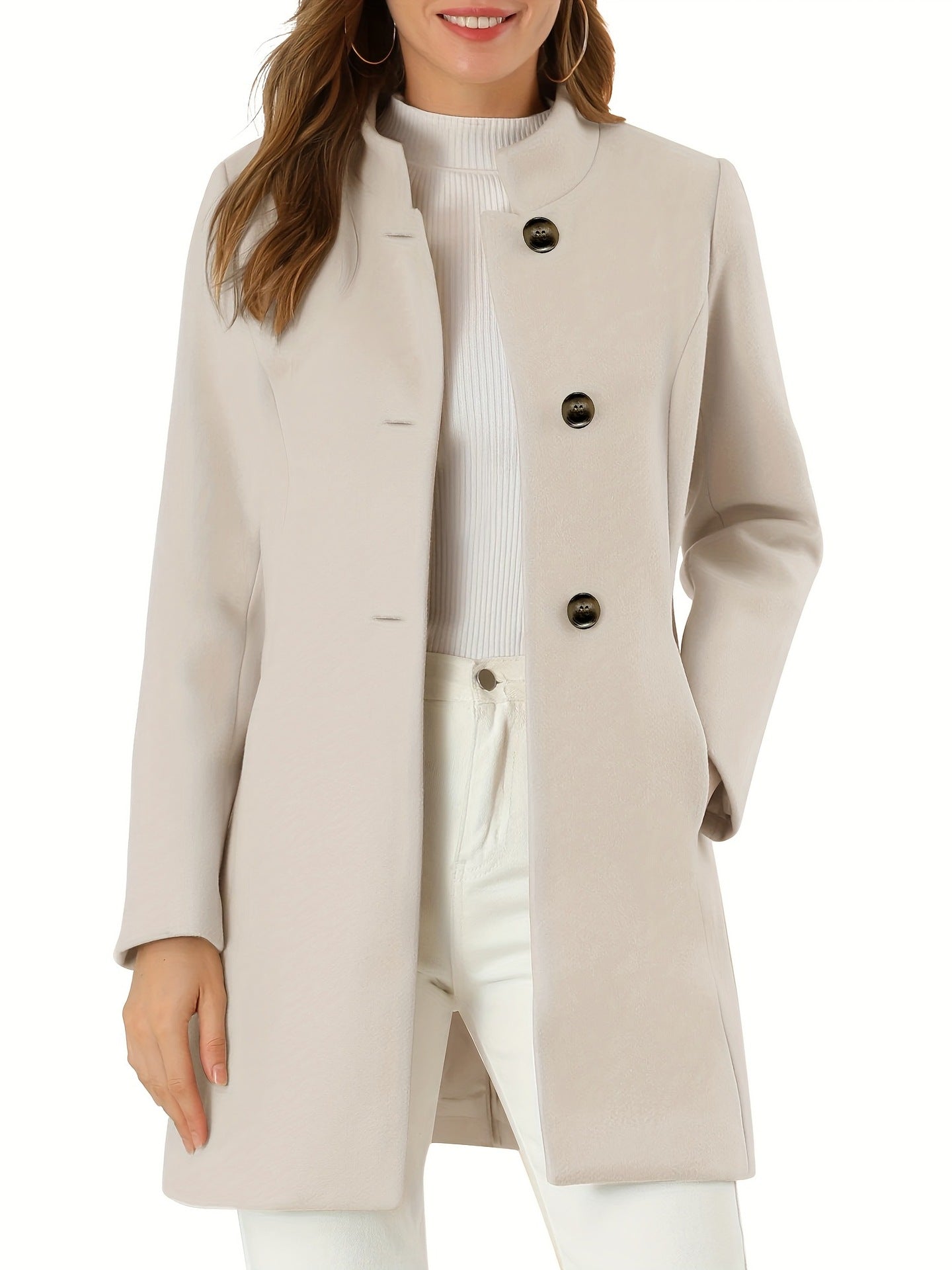 Women's Casual Solid Color Thick Long Sleeves Coats
