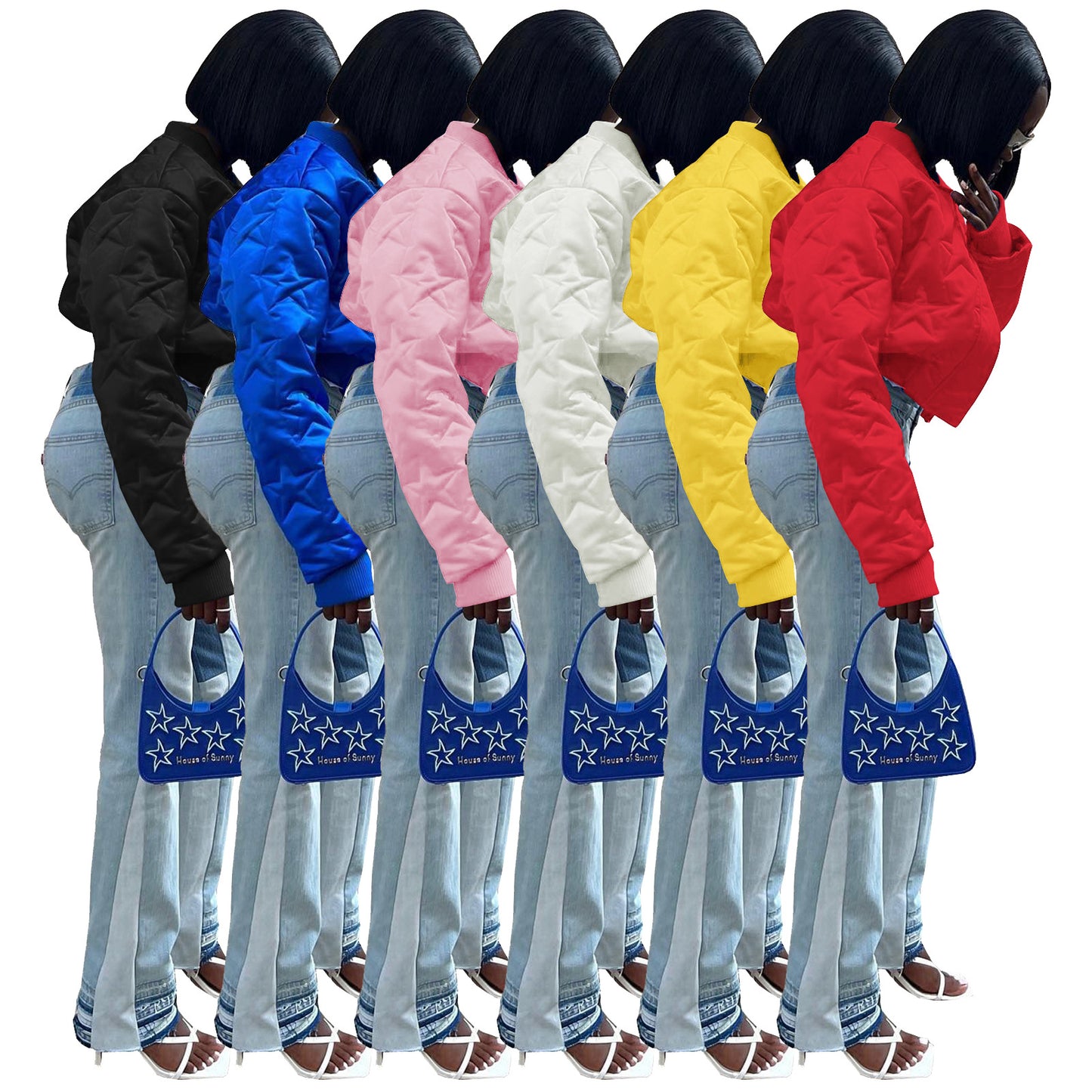 Women's Embossed Thumb Hole Cotton Padded Thickened Jackets