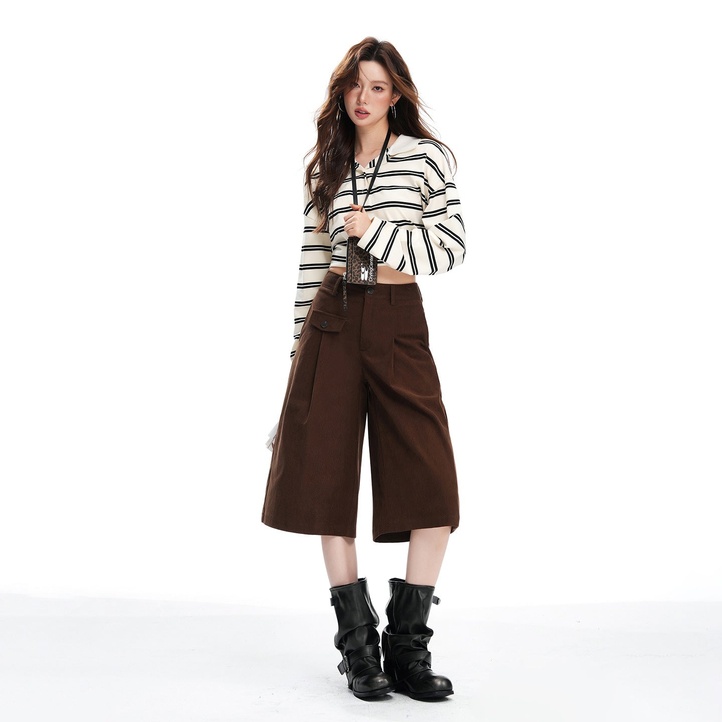 Women's Money Style Corduroy High Waist Brown Pants