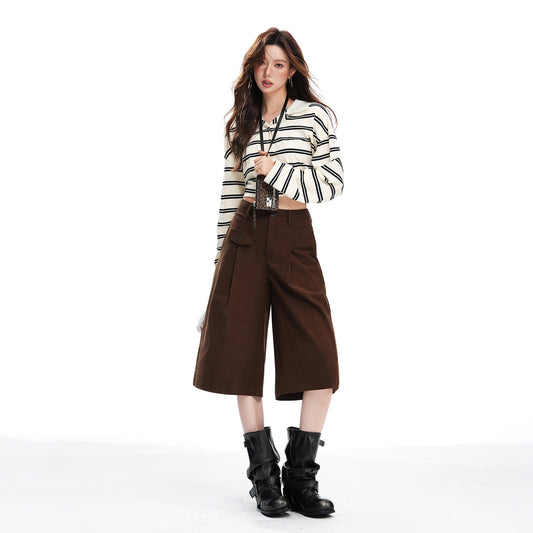 Women's Money Style Corduroy High Waist Brown Pants