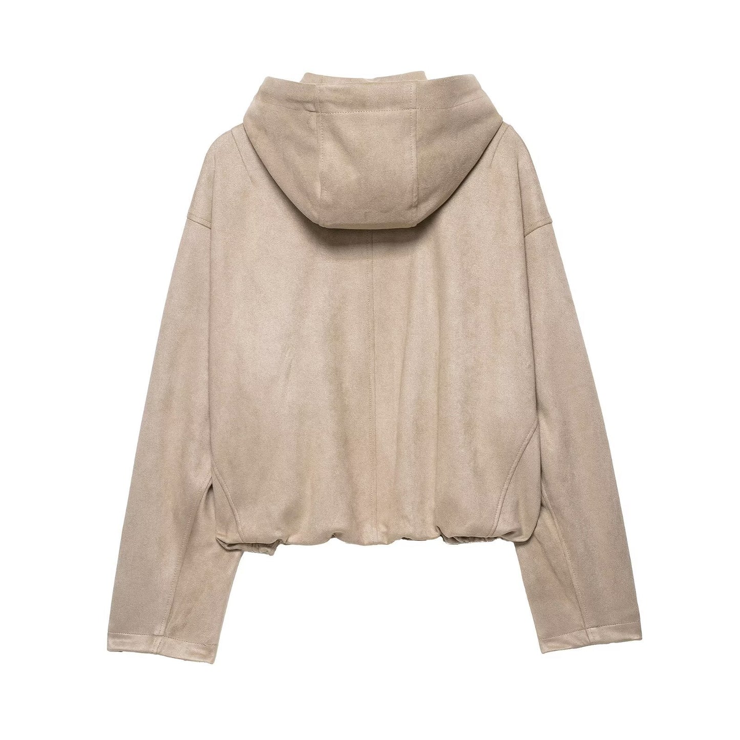 Women's Autumn Hooded Suede Effect Bomber Jackets