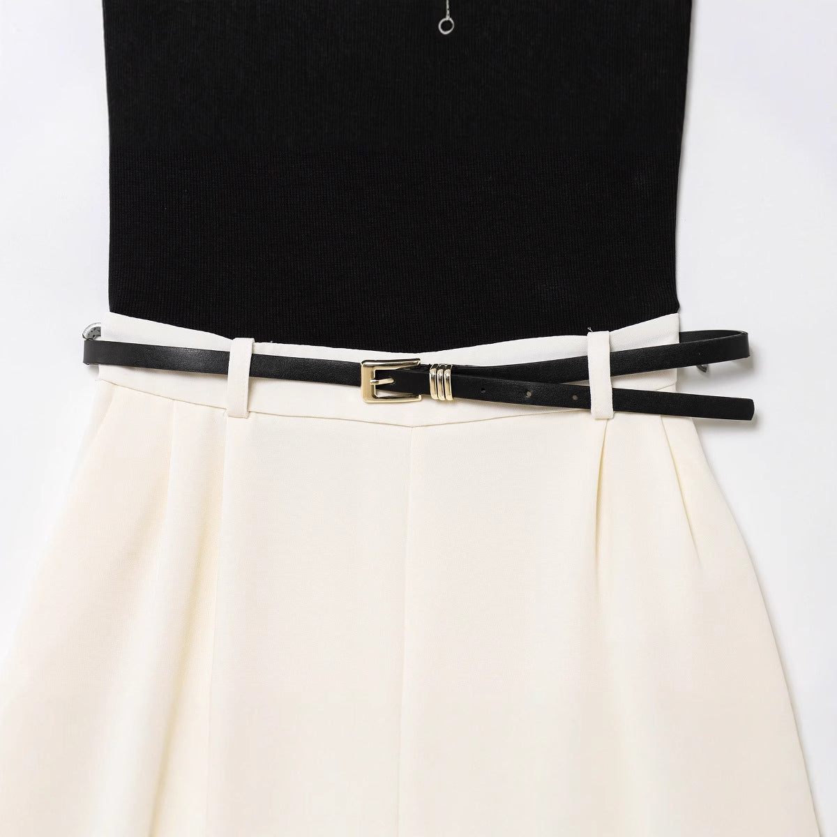 Fashion Summer With Belt Stitching Sleeveless Jumpsuits