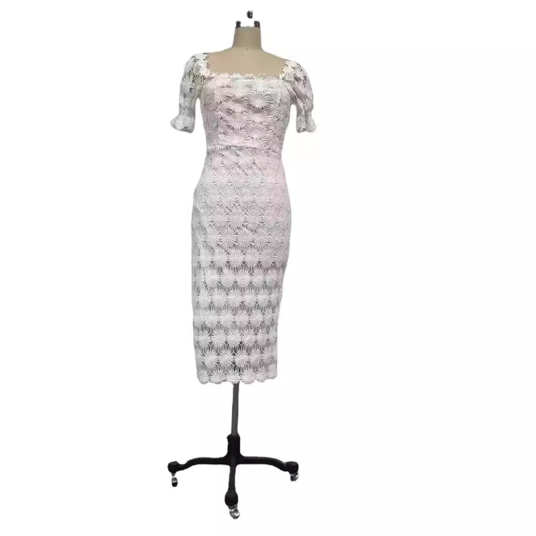 Temperament Commuter Midi Dress Three-color Solid Dresses