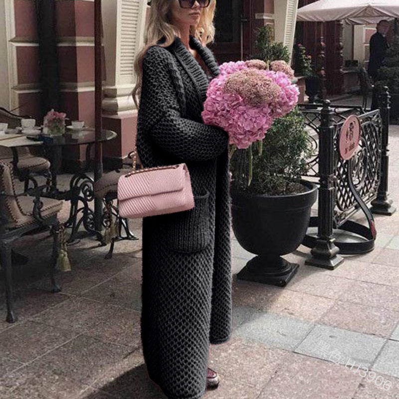 Women's Temperament Commute Lapel Knitted Solid Color Cardigans