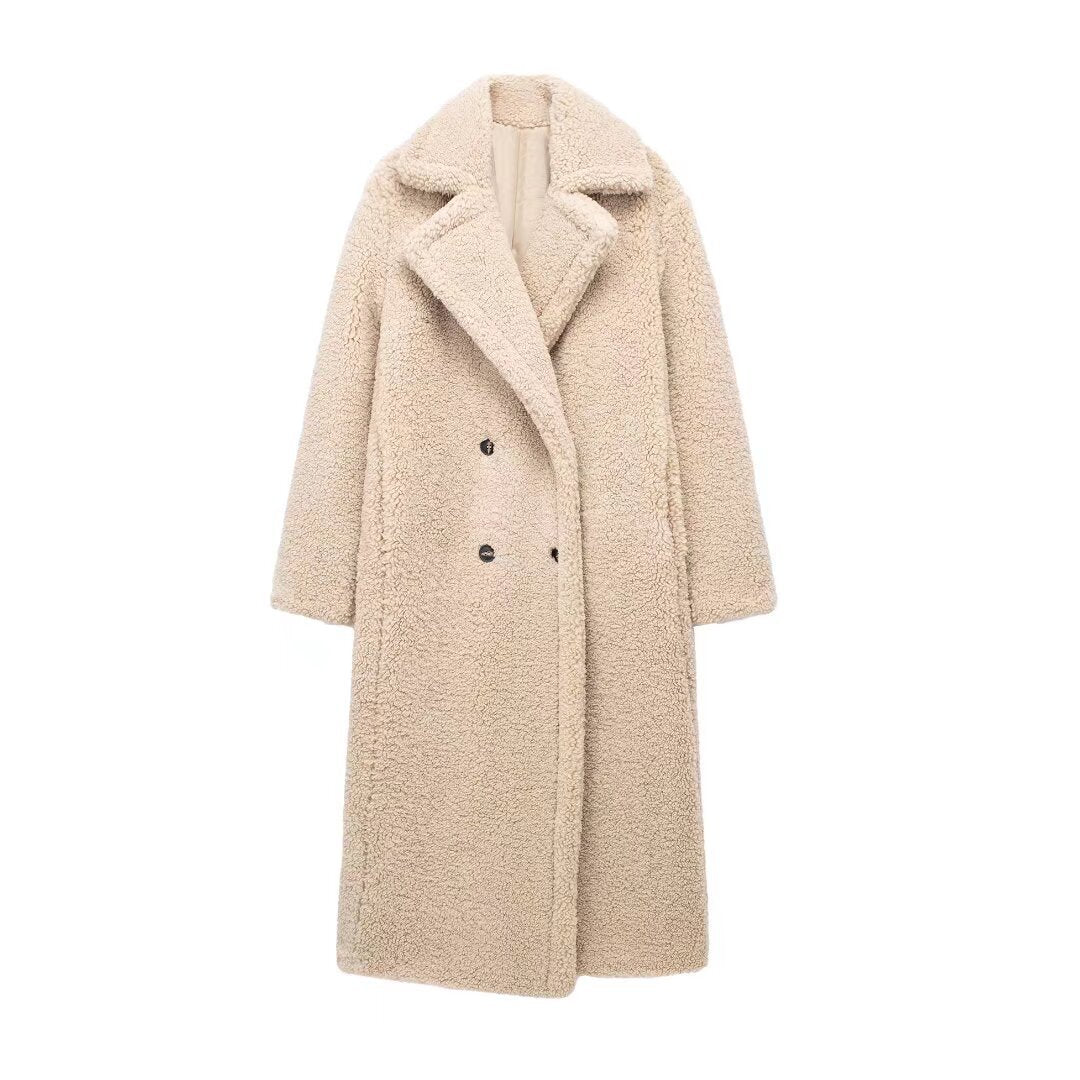 Women's Large Lapel Thickened Fleece Overcoat Coats