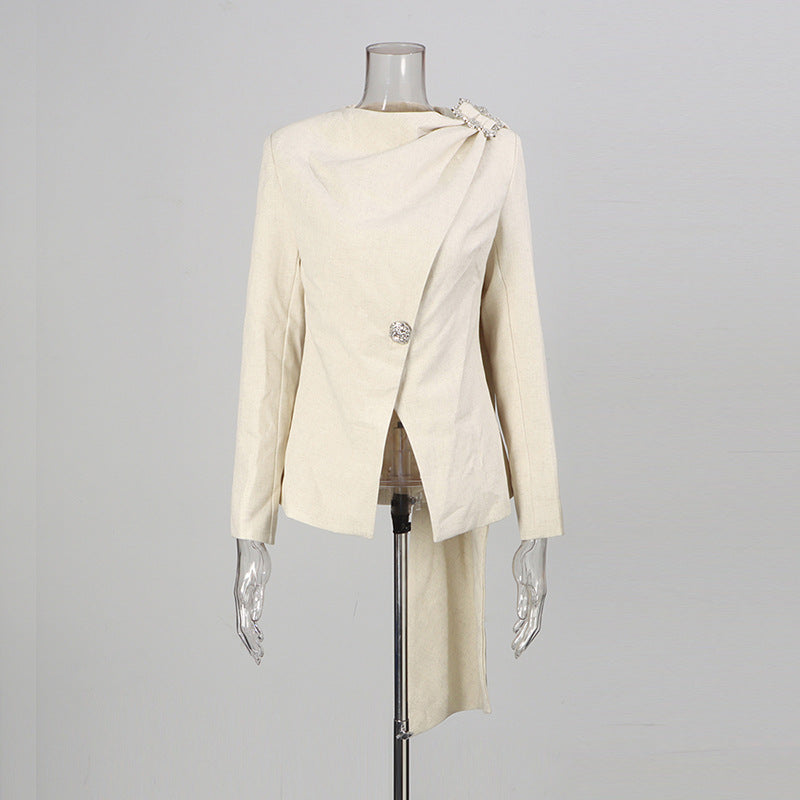 Women's Autumn Design Long Sleeve Stitching Irregular Blazers