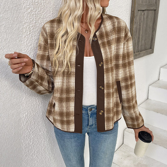 Innovative Trendy Plush Plaid High-grade Retro Jackets