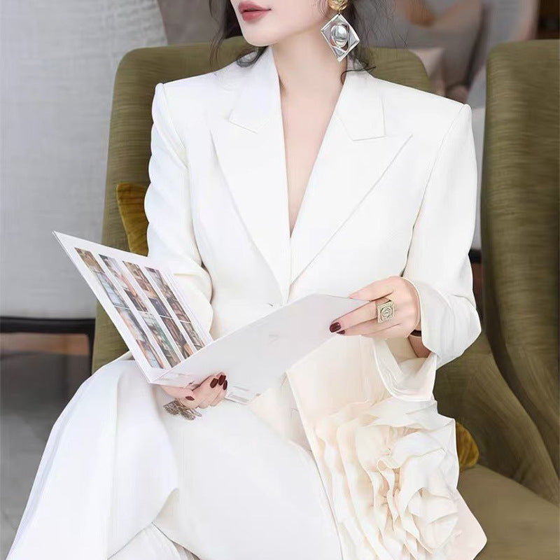 Elegant Three-dimensional Flower Autumn High-grade Design Blazers