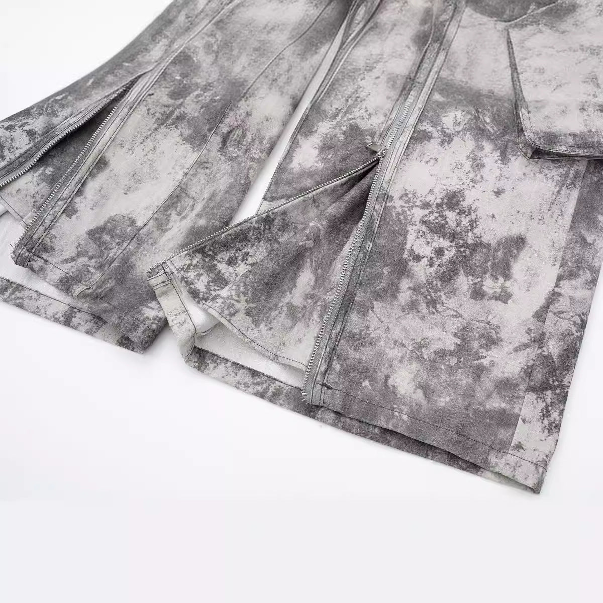 Women's French Loose Pockets Printed Mid Waist Pants