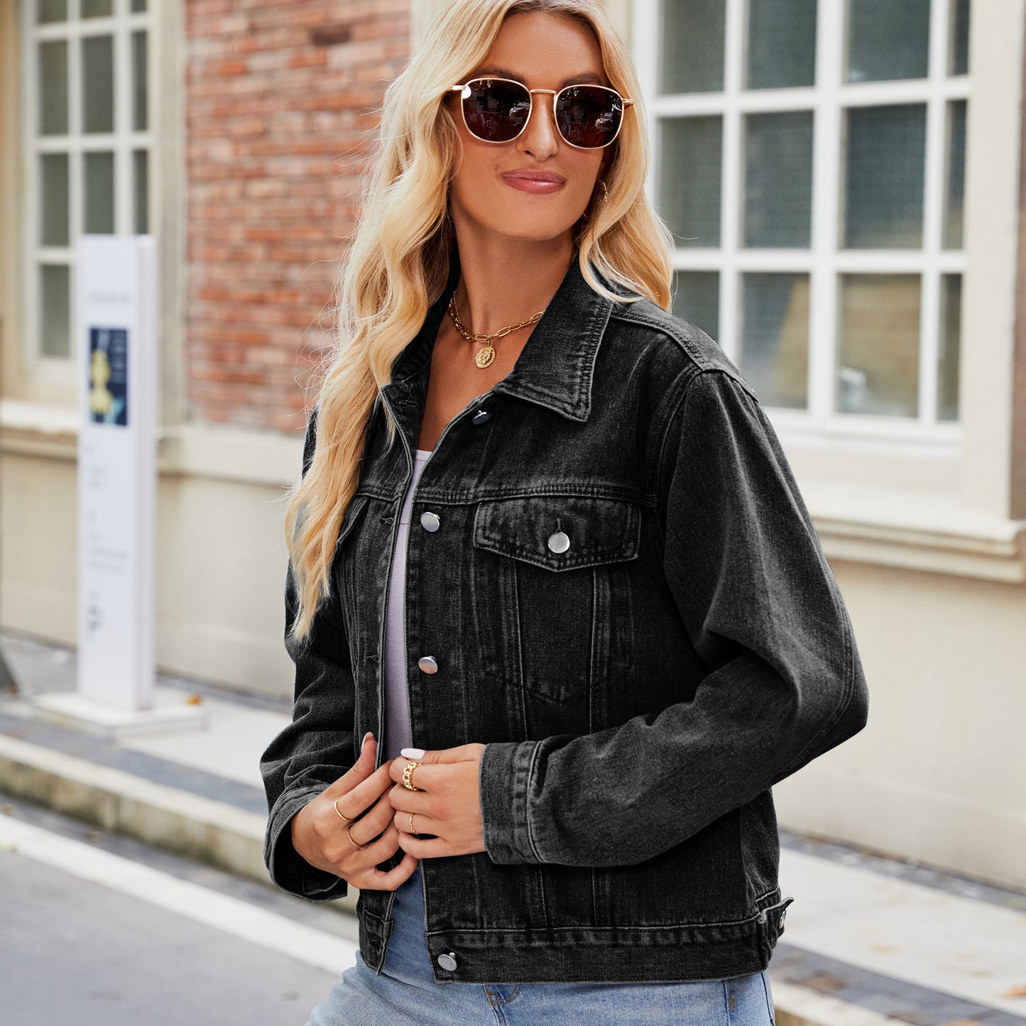 Women's Graceful Pretty Washed Long-sleeved Denim Jackets