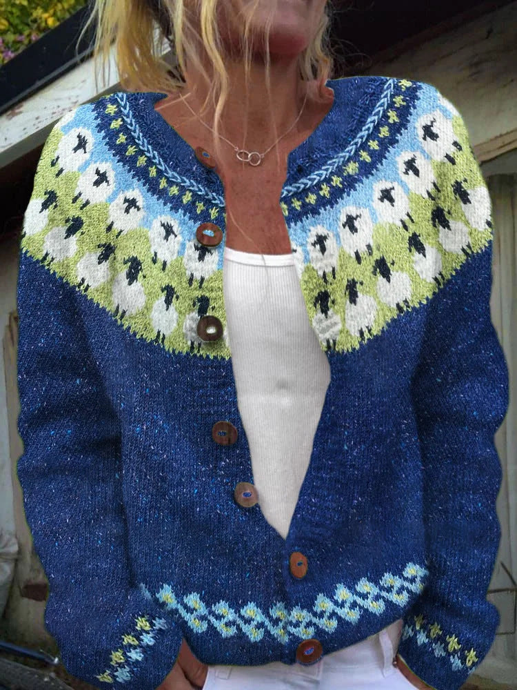 Winter Single-breasted Nordic Totem Warm Button Sweaters