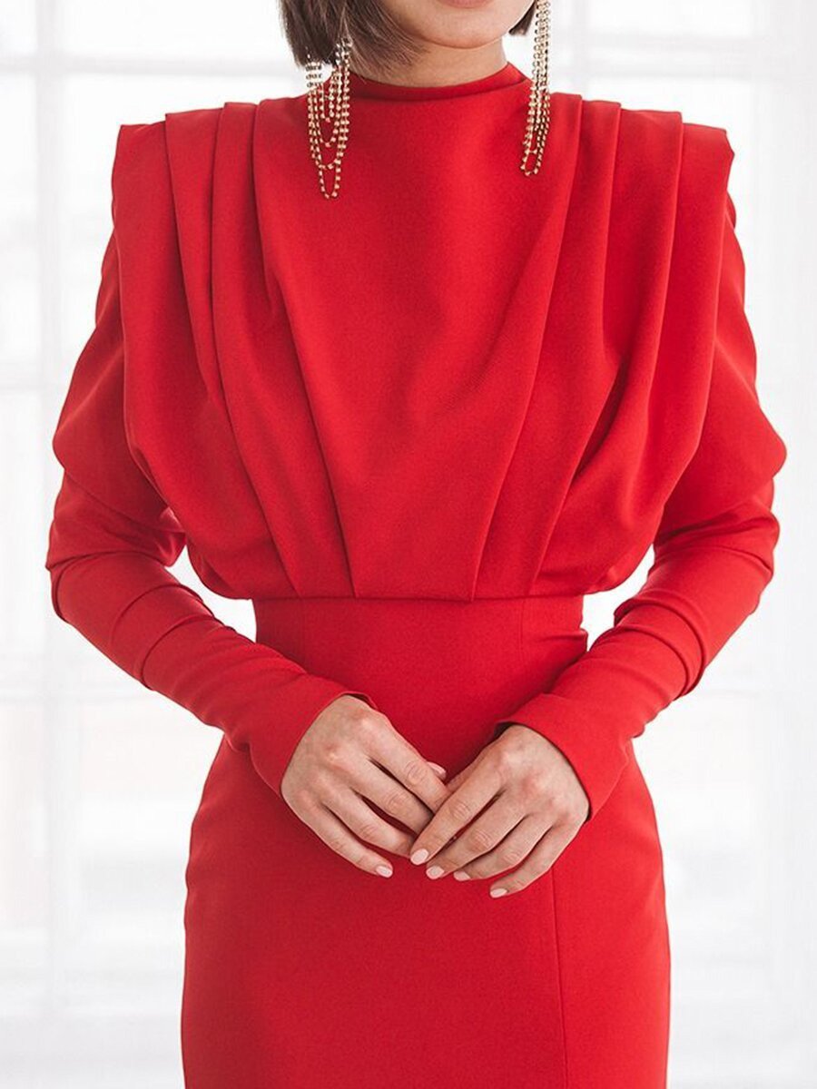 Summer Fashion Dress Turtleneck Pullover Slit Dresses