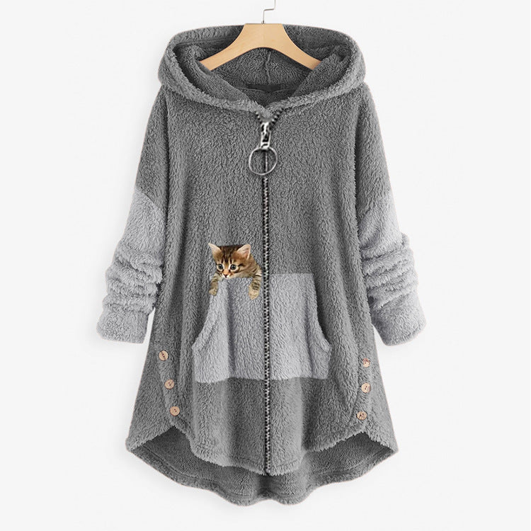 Women's Street Hipster Zipper Style Personality Leopard Coats