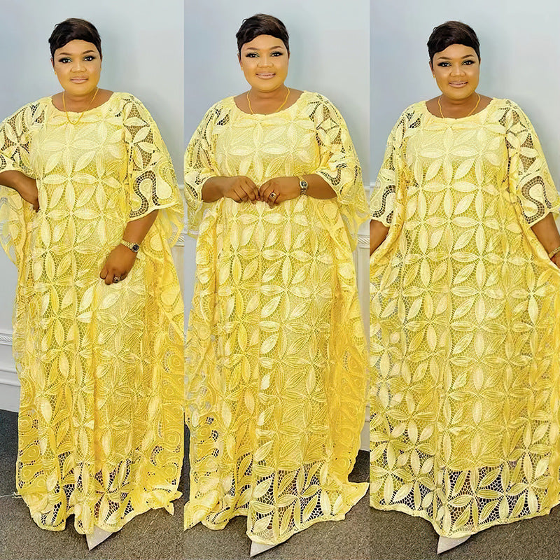 African Water Soluble Lace Loose Long Dresses
