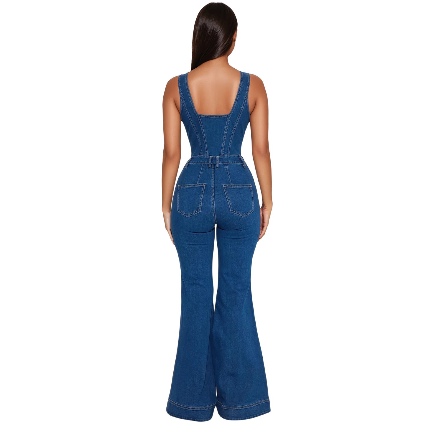 Women's Fashion Casual Sexy Strap Denim Bell-bottom Suits