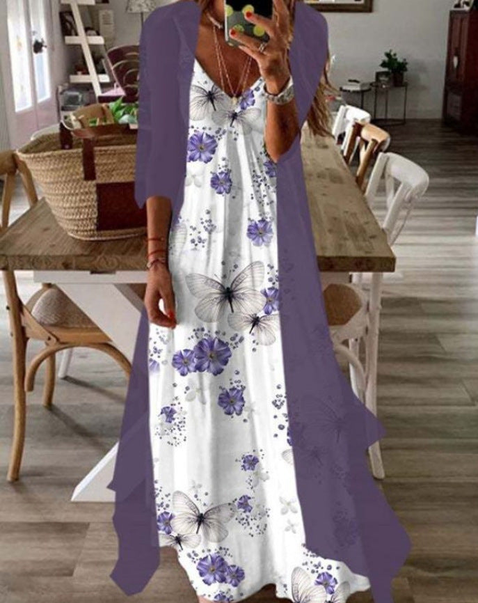 Women's Print Holiday Suspender Dress Indian Style Dresses