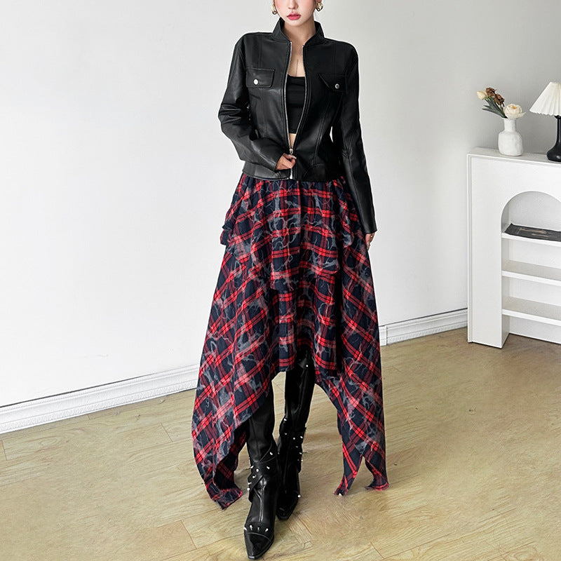 Women's Autumn Elegant Zipper Pocket Design Irregular Jackets