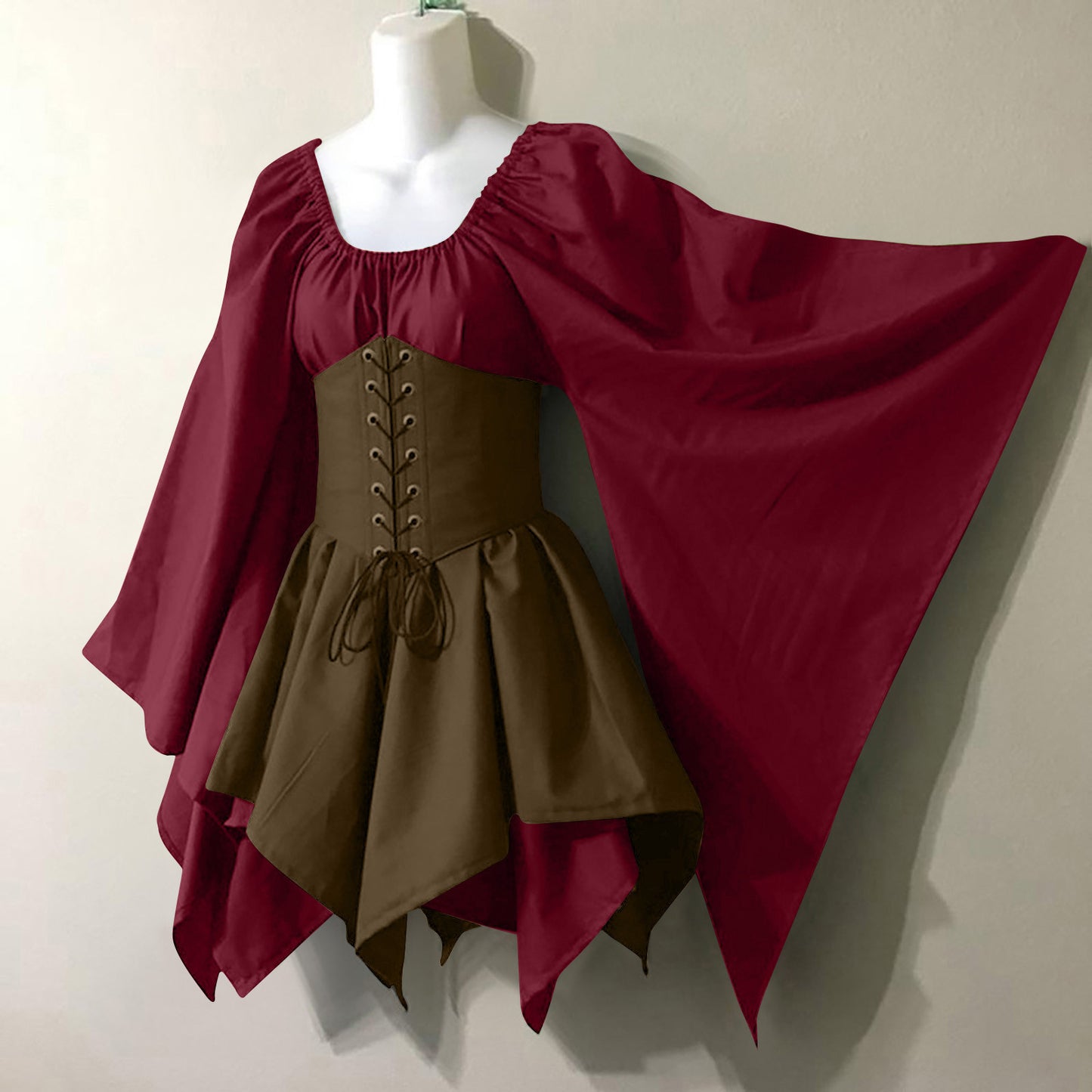 Medieval Renaissance Retro Trumpet Sleeve Long Dress