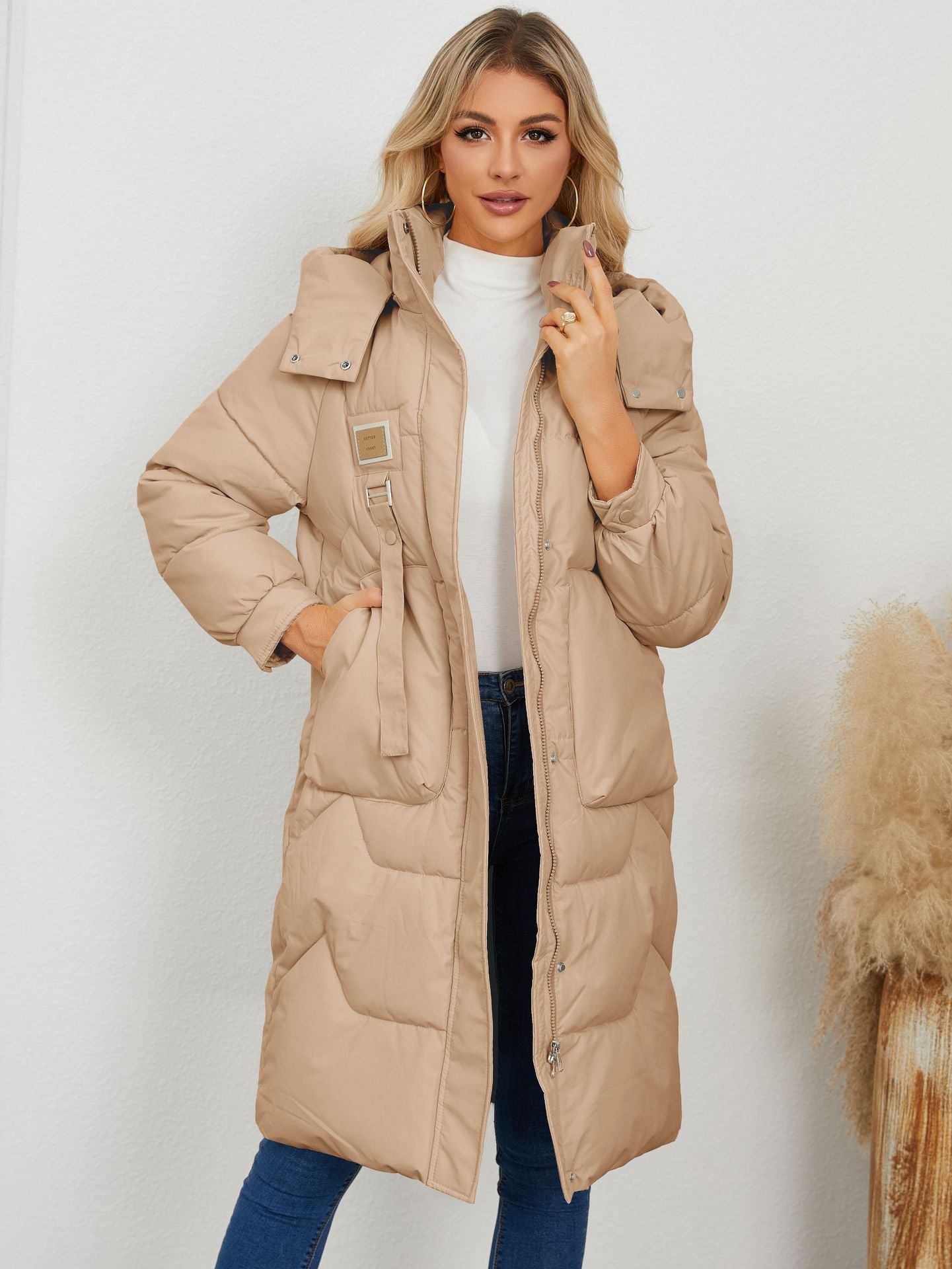 Women's Wadded Thickened Long Sleeve Warm Hat Coats