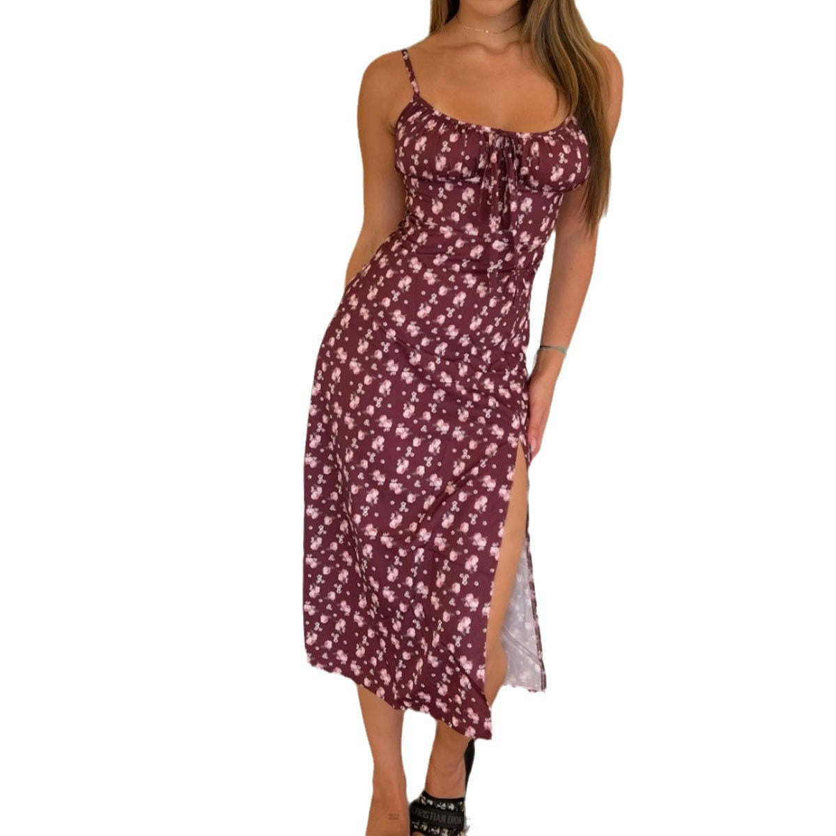 Women's Spring Sexy Fashion Printed Slit Sling Dresses