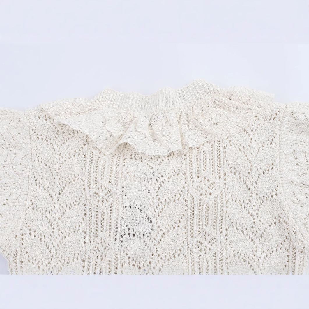 Spring Laminated Decoration Jacquard Mesh Knitted Sweaters