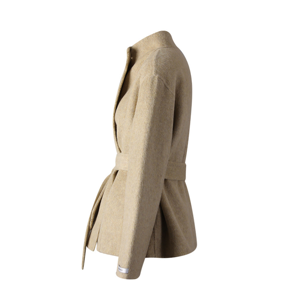 Women's High-grade Stand Collar Small Woolen Waist Tops