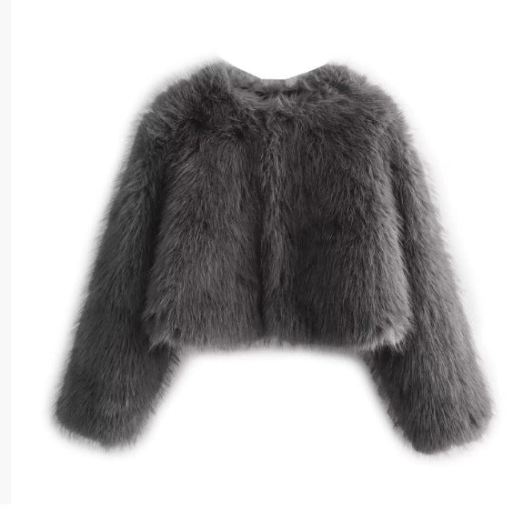 Women's Artificial Leather Fur Effect Style Jackets