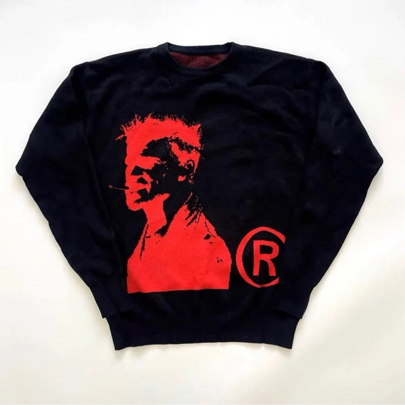 Women's & Men's & Personality Street Printed Round Neck Sweaters