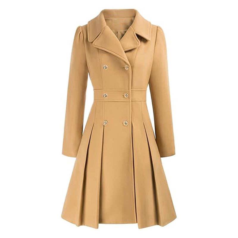 Women's Trench Lapel Double Breasted Pocket A- Coats