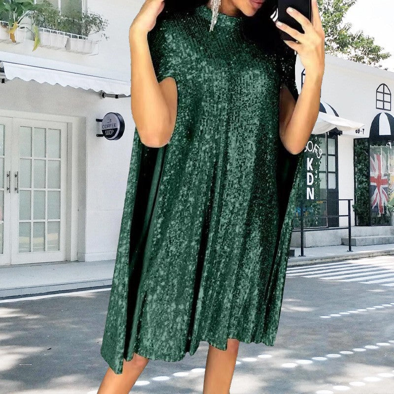 Women's Spring Small Stand Collar Sequins Dress Dresses