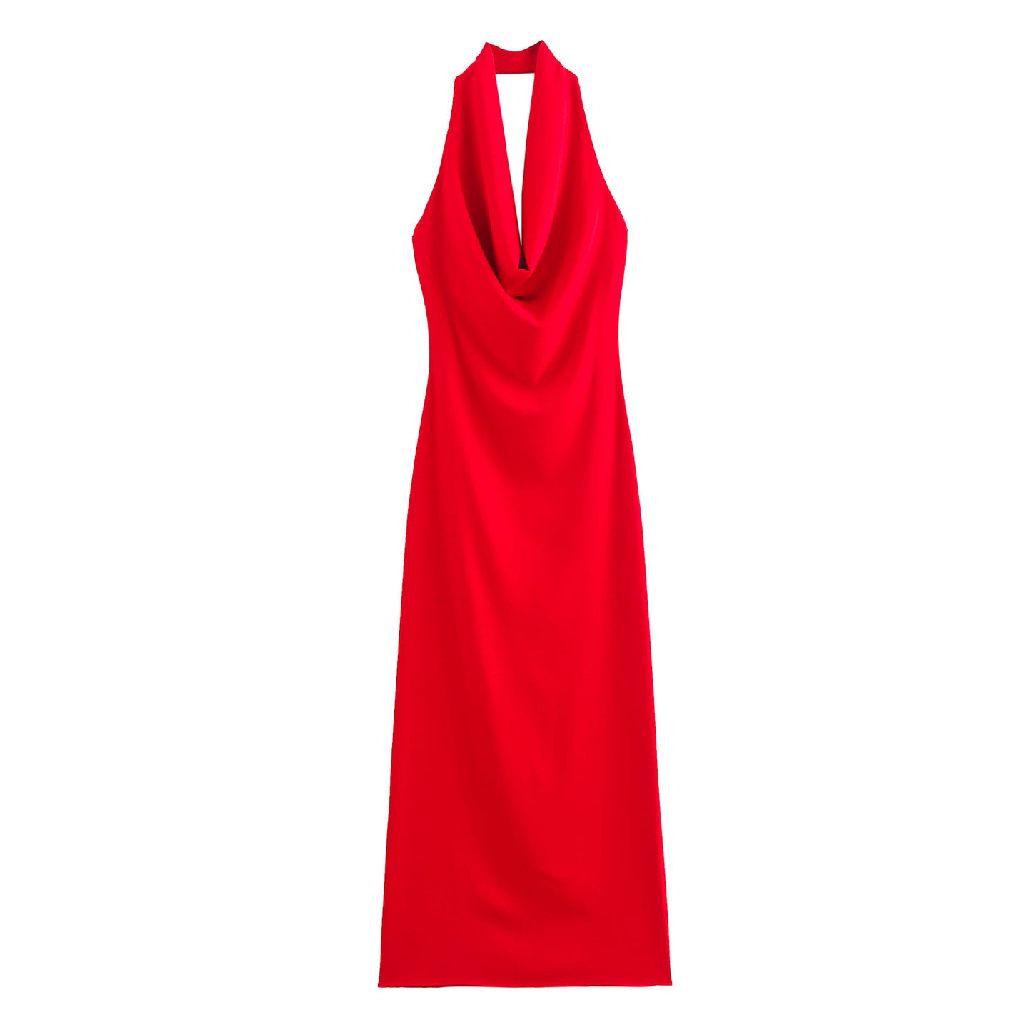 Women's Solid Color Pullover Halter Swing Collar Sleeveless Dresses