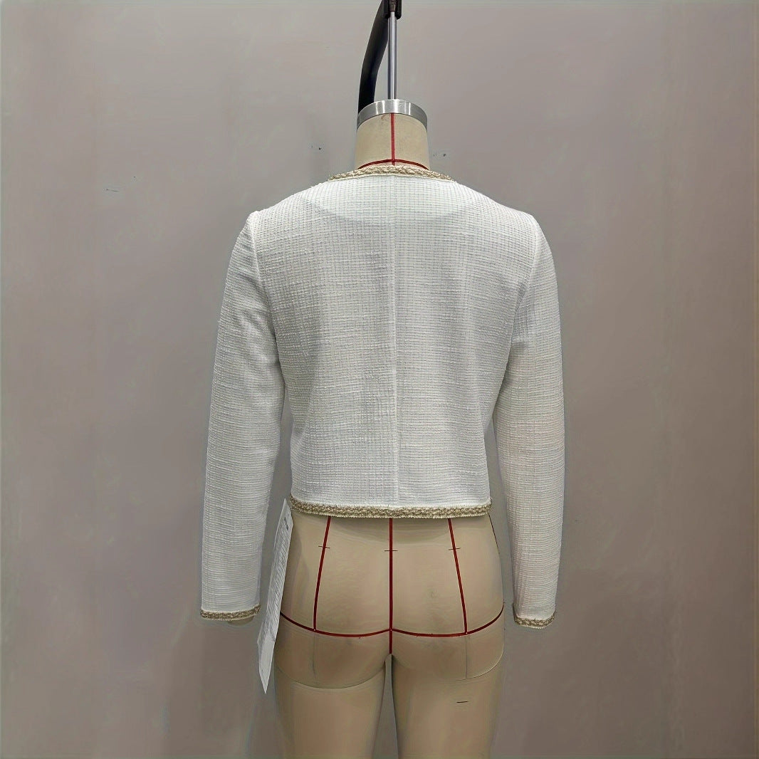 Women's Elegant Knitted Fashion Round Neck Lace Coats