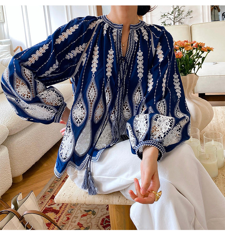 Women's Vacation Style French Shirt Long Sleeve Blouses