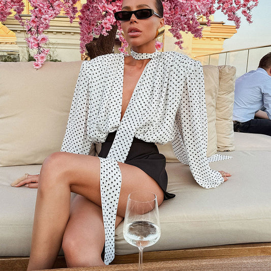 Women's Polka Dot Shirt Design Sense Graceful Blouses