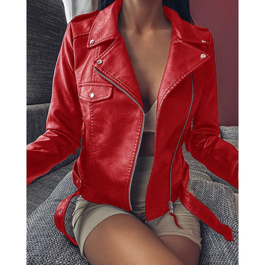 Women's Leather Large Motorcycle Slim Winter Jackets