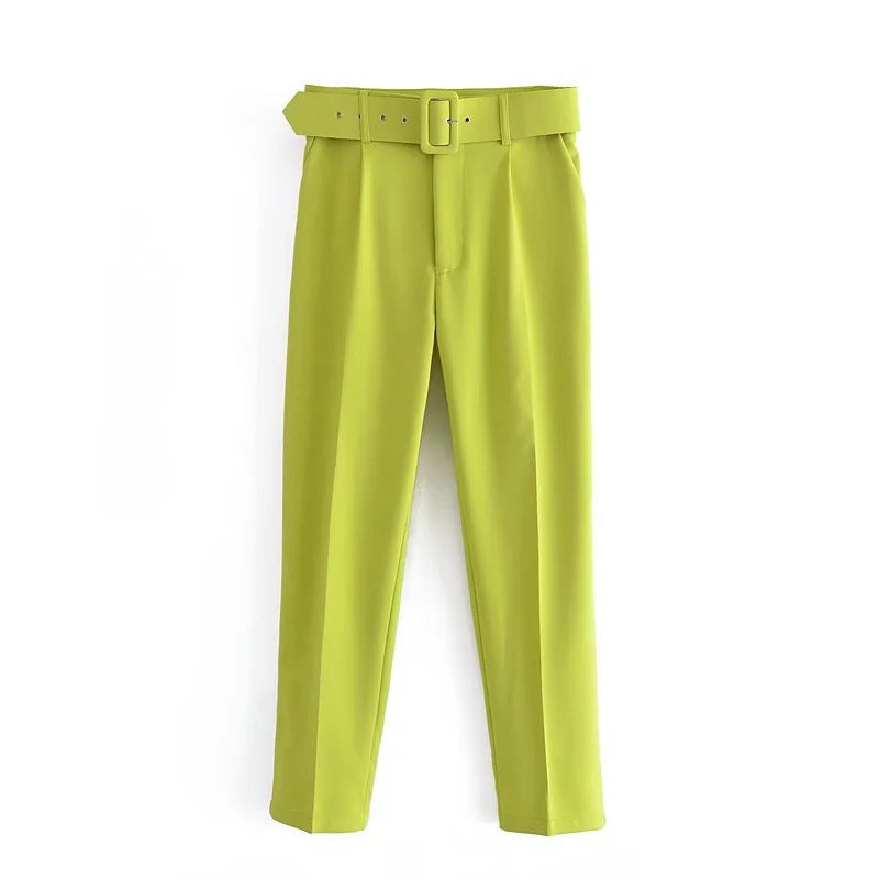 Women's Slim Fit Figure Flattering Belt Accessories Pants