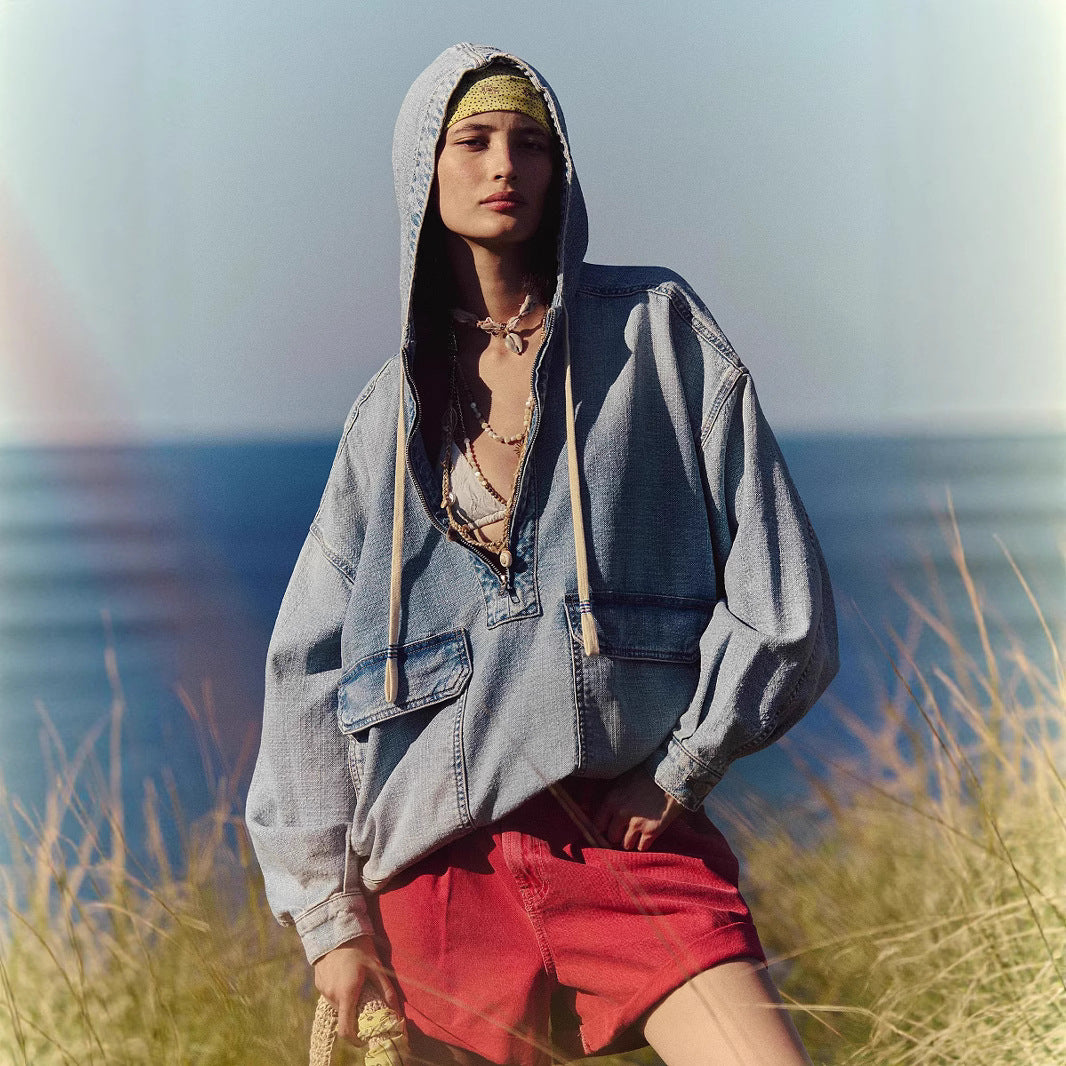 Autumn Fashion Loose Casual Washing Hooded Jackets