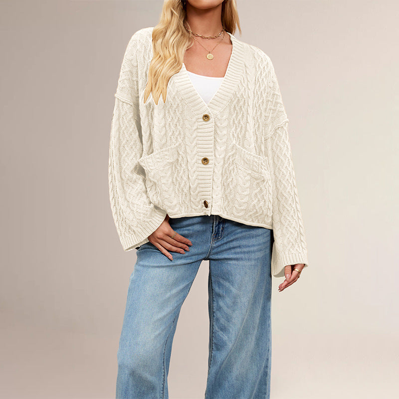 Women's Cable Loose-fitting Solid Color Knitted Sweaters