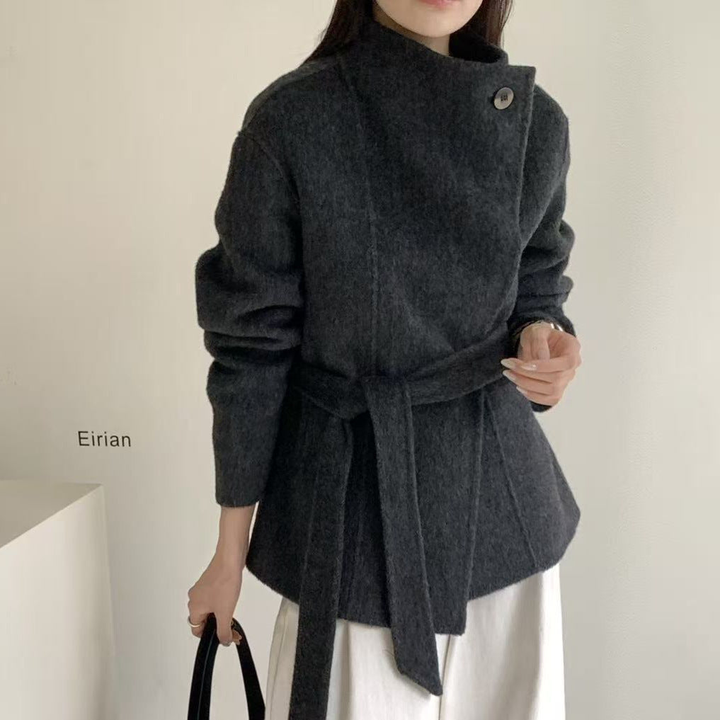 Women's High-grade Stand Collar Small Woolen Waist Tops