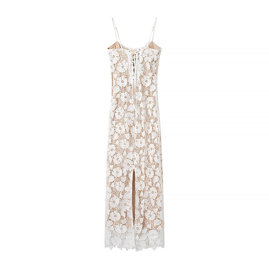 Women's Spring Tied Slim Fit Slit Lace Dresses